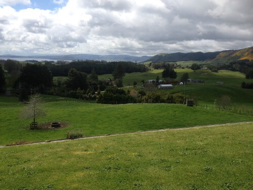 Island View B&B view over the rural landscape and Lake Rotorua.